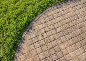 Stamped concrete pavement outdoor cobblestones pattern